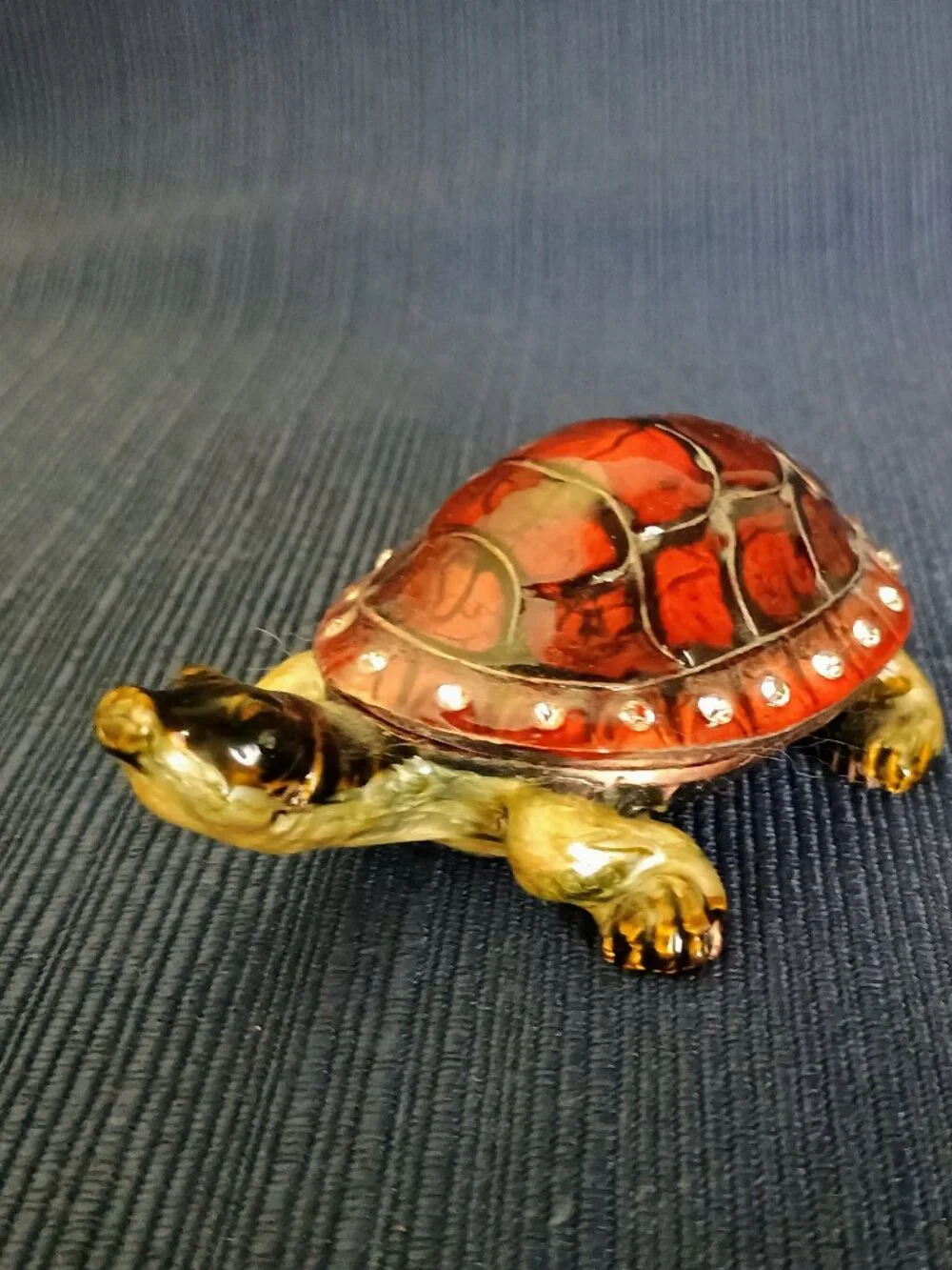 Turtle Jeweled Enameled Trinket Box